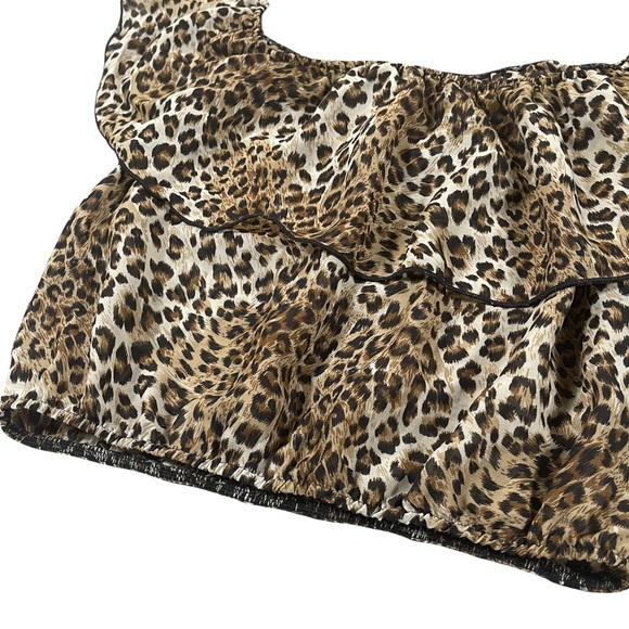 Love J size large sheer animal print crop top, elastic waist & neck, wide neck - Picture 4 of 9